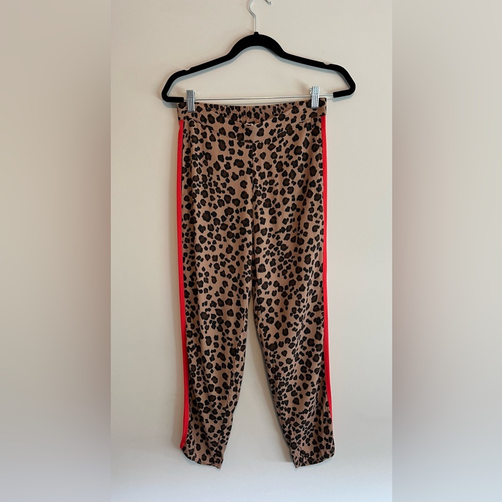 Dolan Leopard Print Track Pants with Red Stripe